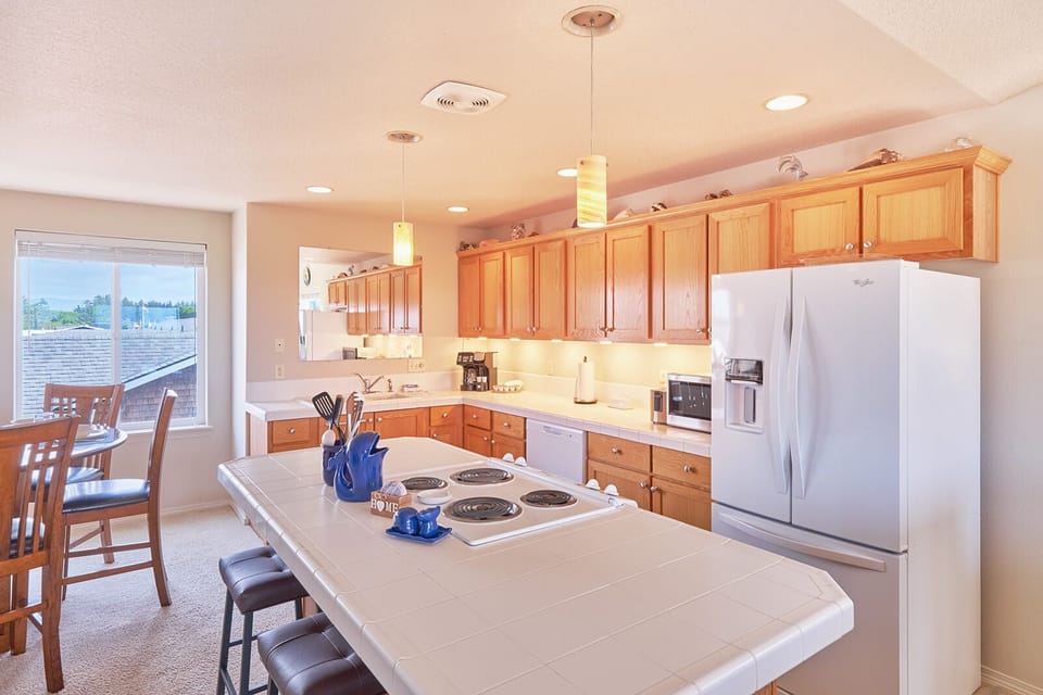 Open kitchen with everything you need to host a family dinner