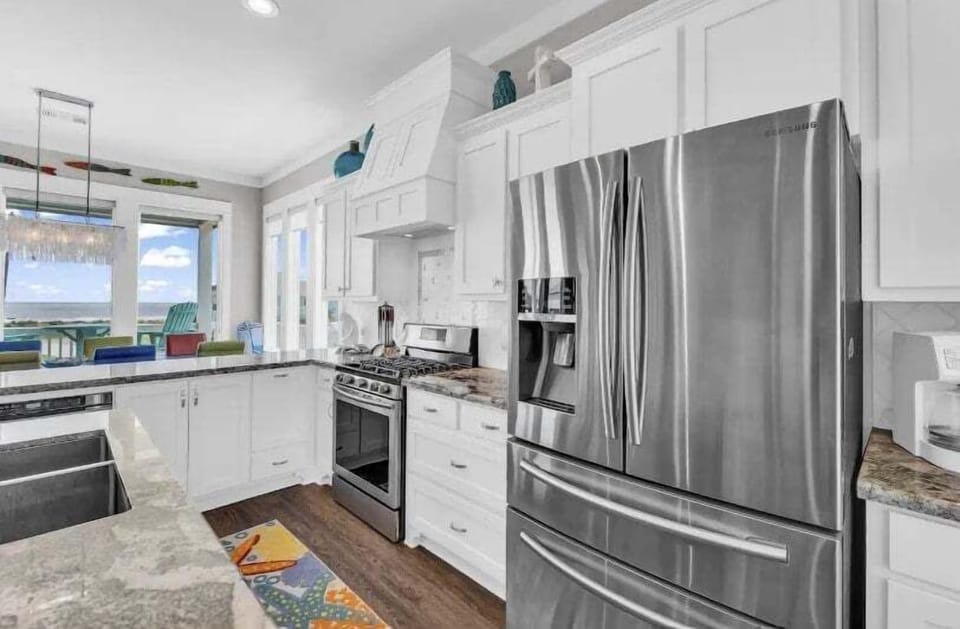 Stainless steel refrigerator and modern kitchen appliances