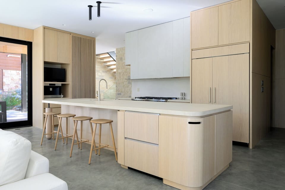 Functionally designed kitchen for the chef in your group with seating for four