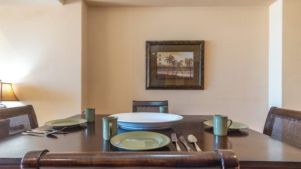 Close up of the dining table.