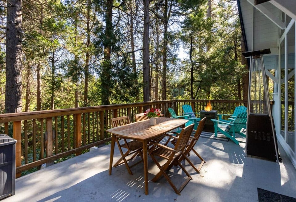 Patio seating with a view.