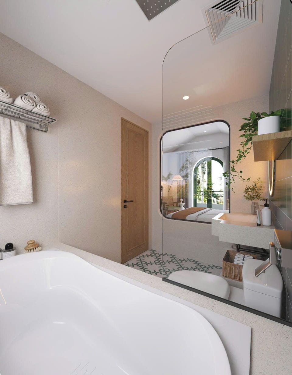 Signature Double Room, Bathtub, Mountain View | Bathroom | Hydromassage showerhead, free toiletries, hair dryer, bathrobes