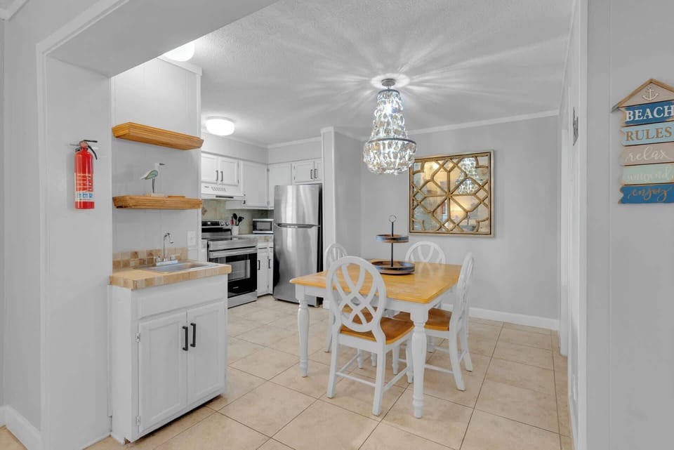 Gather around the dining table for shared meals, comfortably seating 4