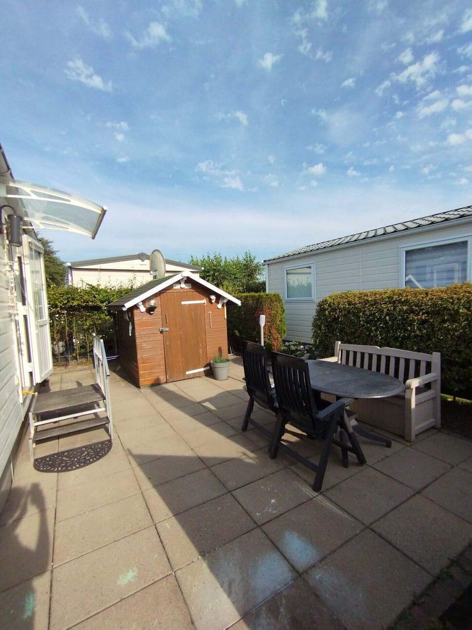 Garden with a cozy garden furniture set
