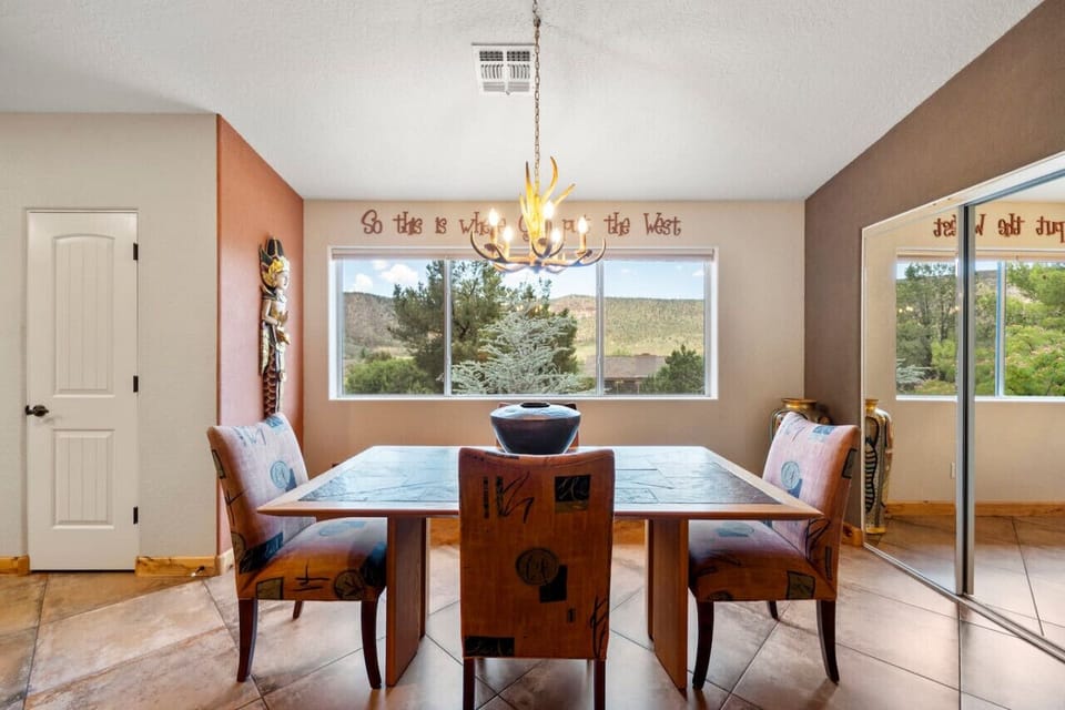The dining room with natural lighting