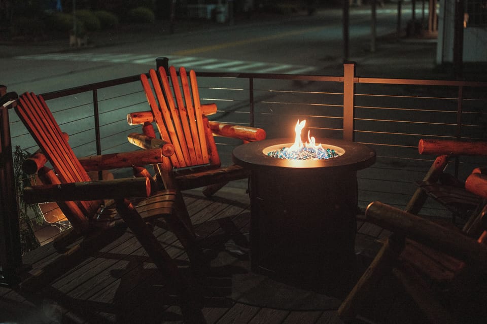 Propane Firepit & Grill, Seating & Outdoor Dining On Front Deck
