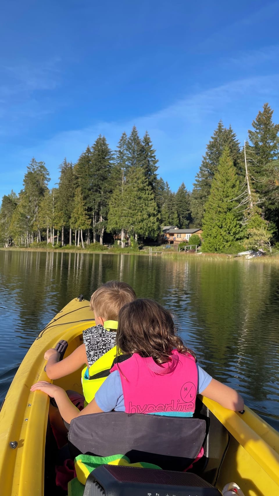 Warm, clear lake water with shallow entry makes Trails End great for kids.