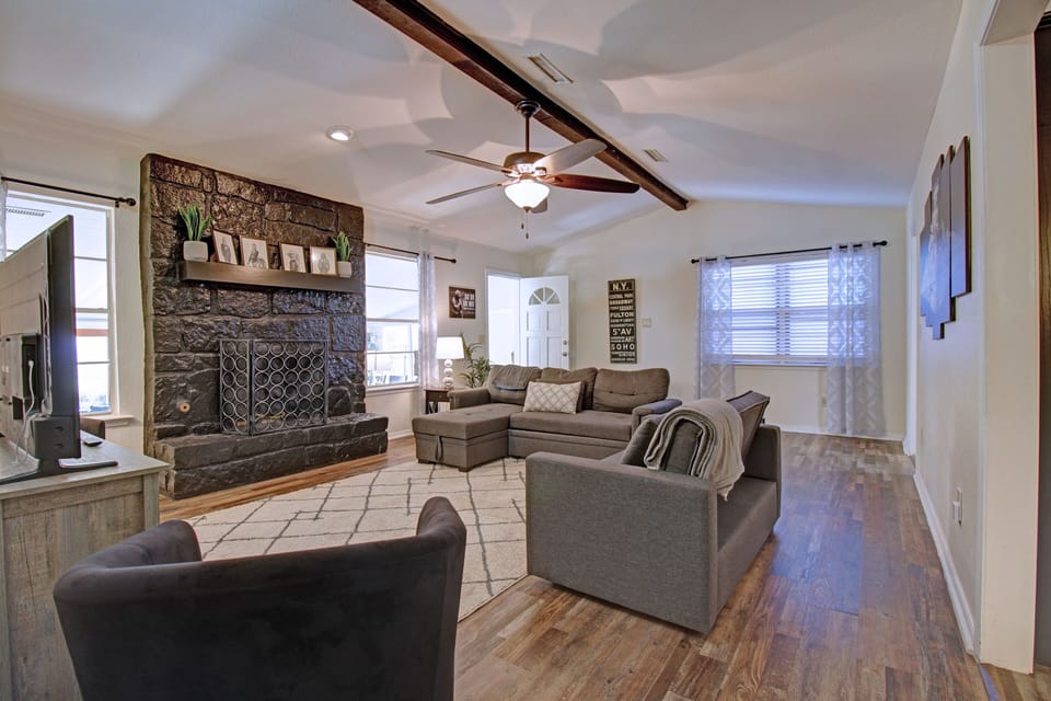 This living room offers 2 Full sleeper sofas.
The fireplace is decor only.