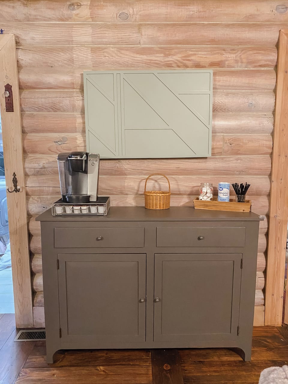 Coffee station with many coffee options provided. 