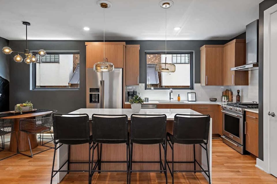 Beautiful Kitchen with Island Seating and Dining Table
