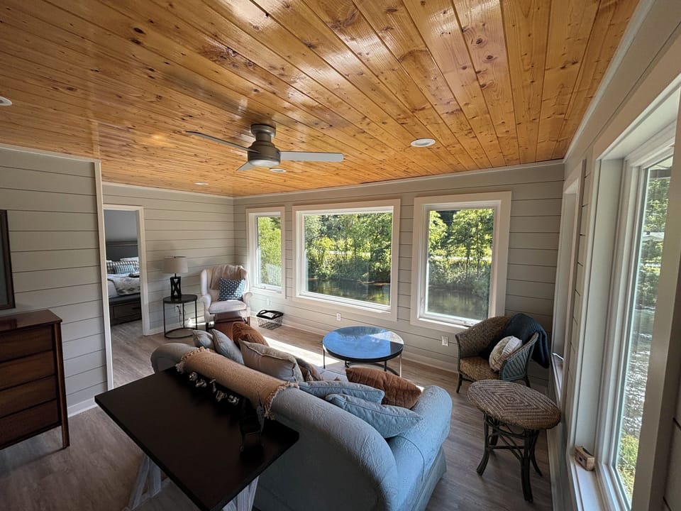 Sunroom with view of the river