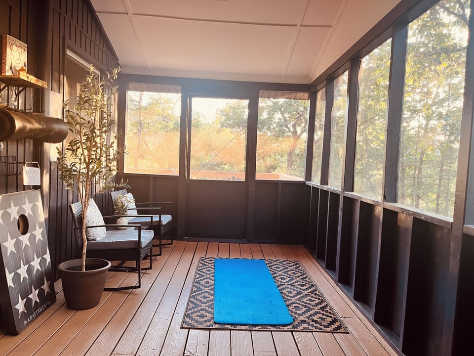 Catch up on some reading, meditation or yoga in the 3 season sunroom