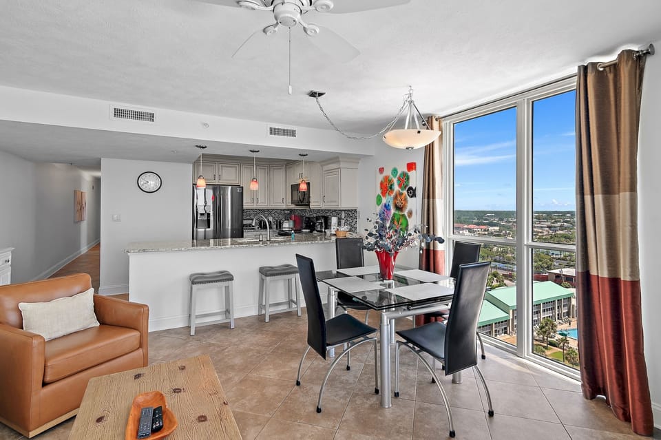 Living room and dining area