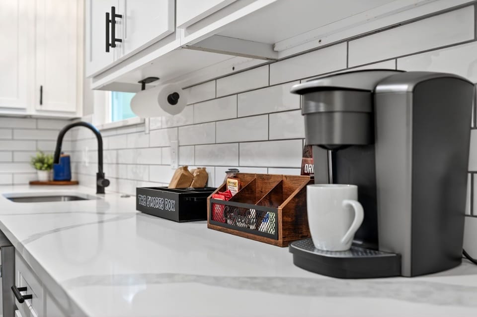 Coffee station with Keurig and K-Cups, ready to go.