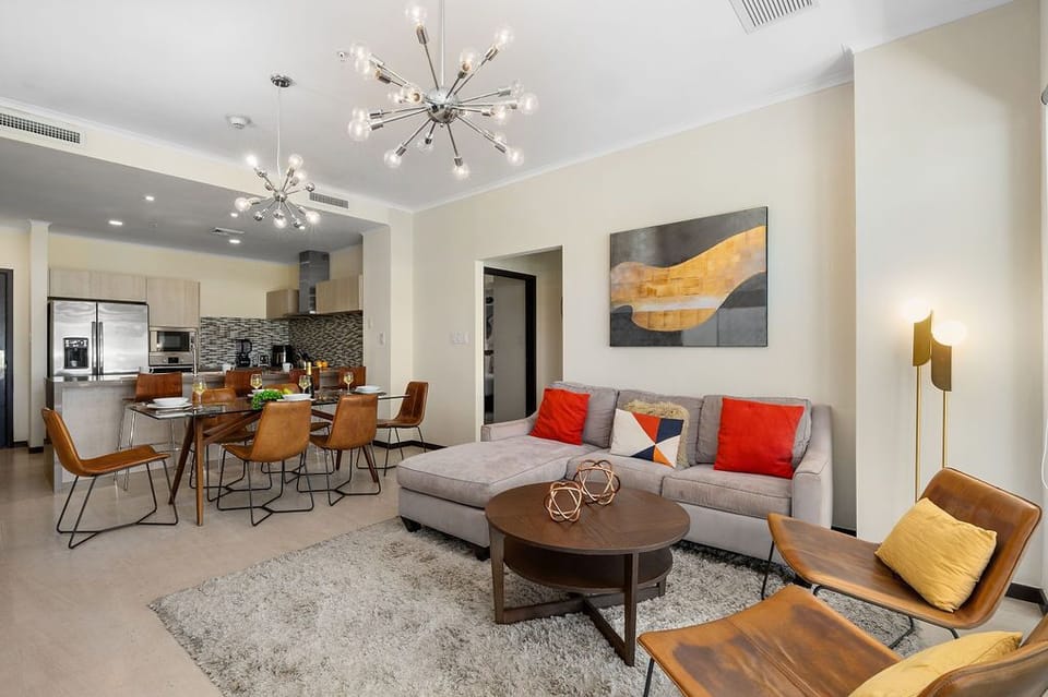 This inviting living area features a plush, comfy couch where you can relax and unwind.