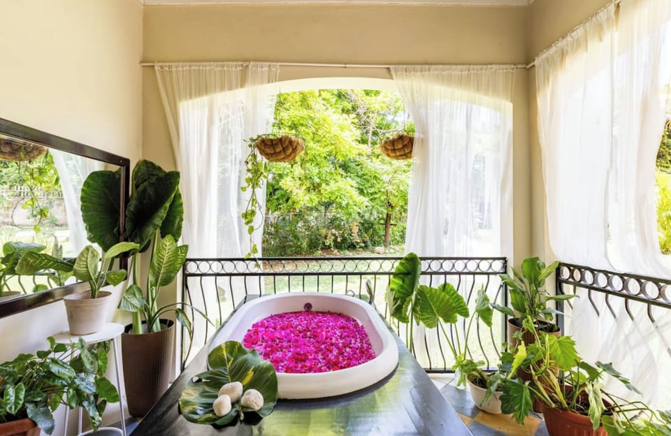 Owners suite patio, with outdoor bathtub