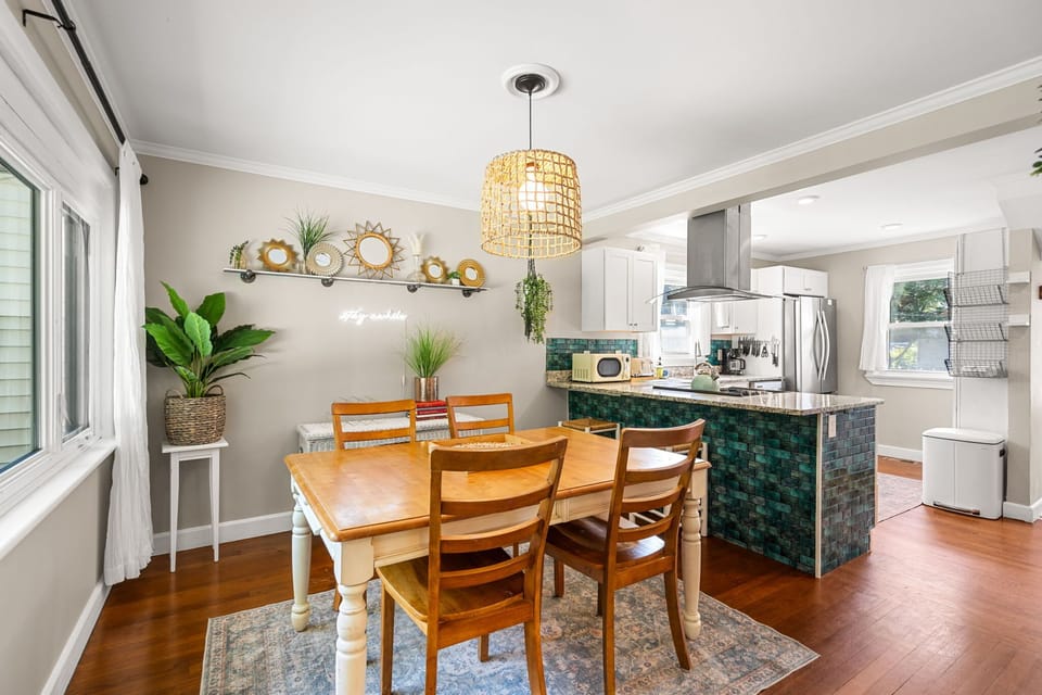 Dining area conveniently located across from the kitchen.