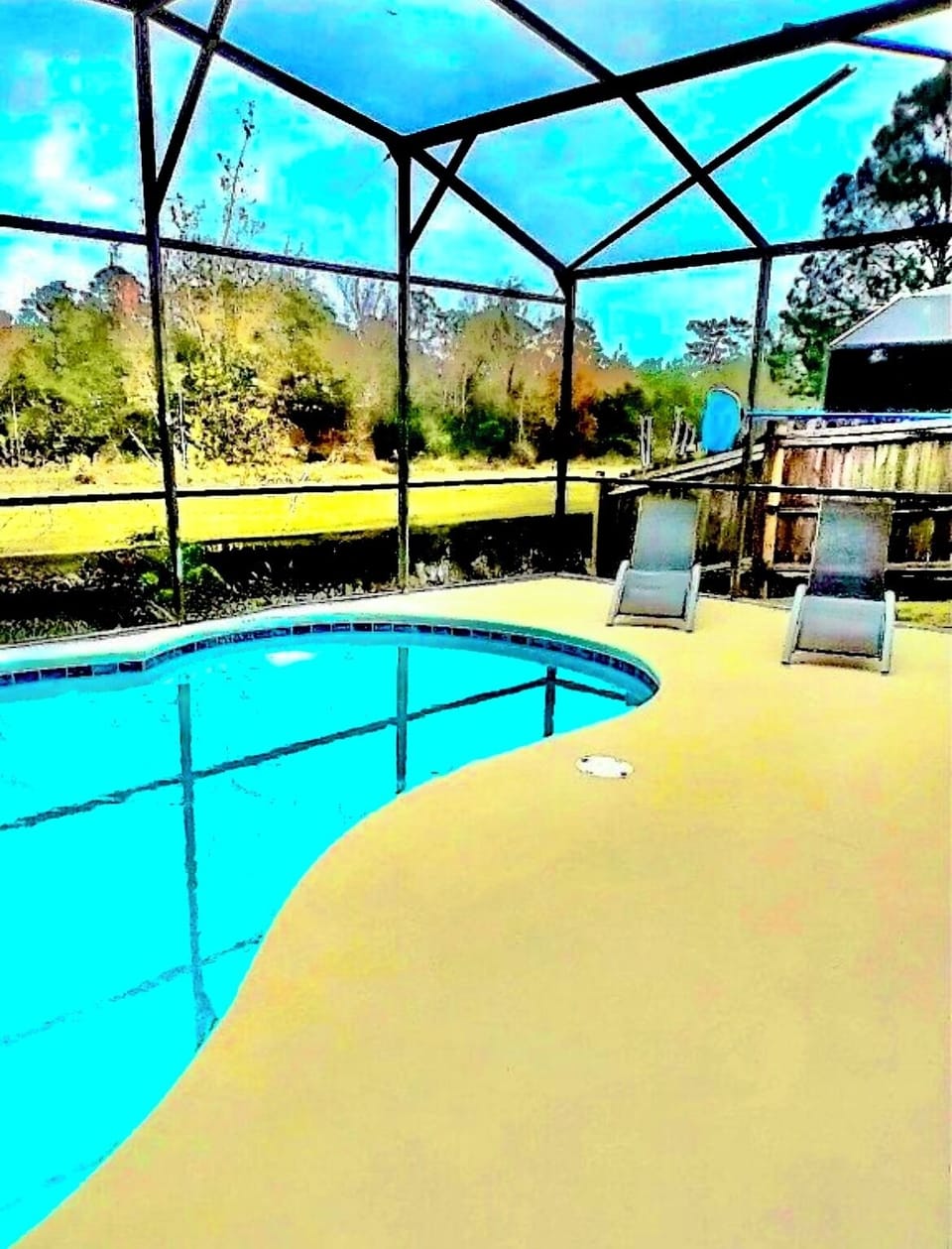 Plenty of poolside furniture