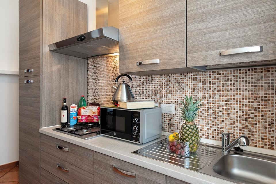 Apartment | Private kitchen | Fridge, microwave, oven, stovetop