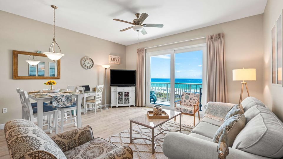 Living room with Gulf views