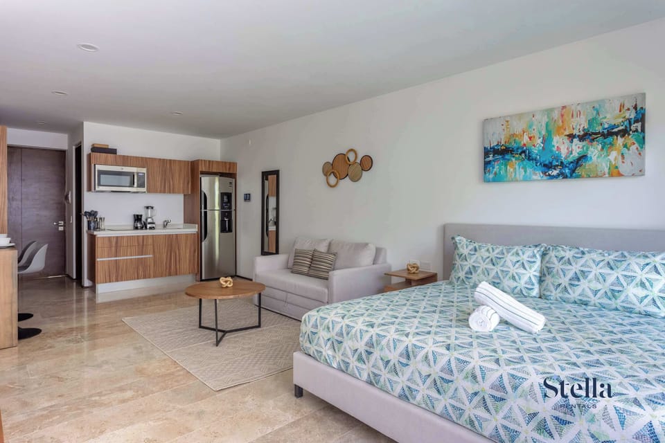 To retire for the night, sink into the plush king-sized bed