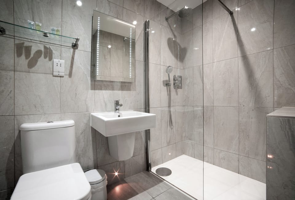 Classic Room | Bathroom | Shower, hair dryer, towels, soap