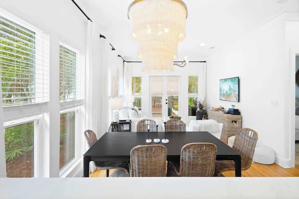 Dining room table has seating for 6.