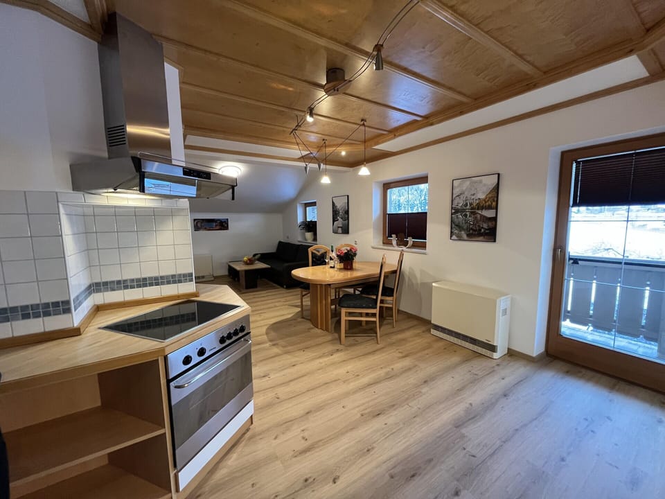 Apartment | Private kitchen | Stovetop, electric kettle, toaster, highchair