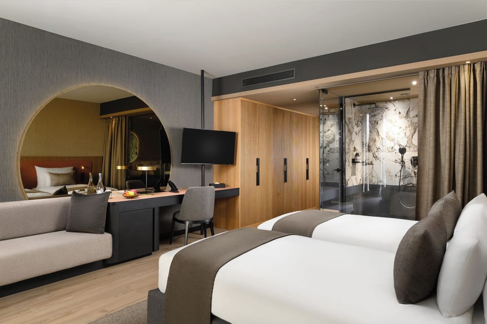 Premium Double Room, Balcony, City View | Hypo-allergenic bedding, pillowtop beds, minibar, in-room safe