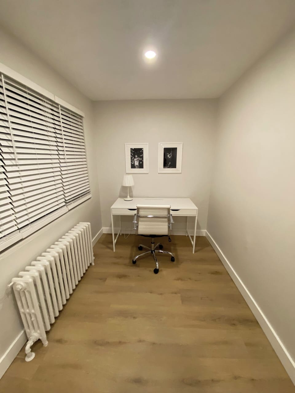 Work space with desk and chair.
