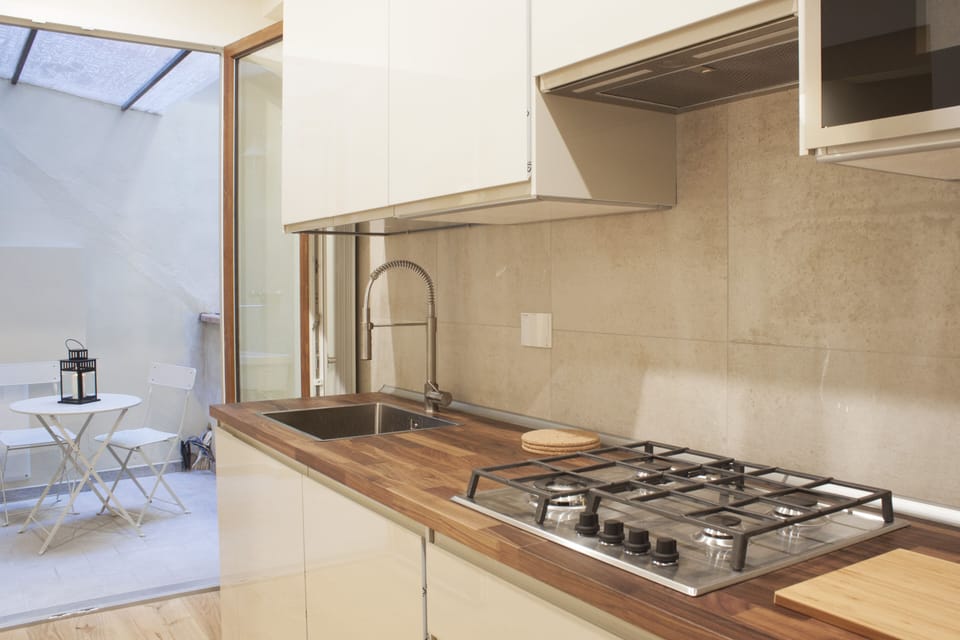 Apartment | Private kitchen | Full-size fridge, microwave, stovetop, electric kettle