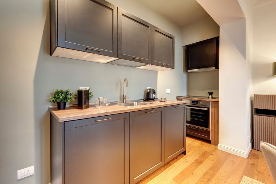 Apartment | Private kitchenette | Full-size fridge, microwave, oven, stovetop
