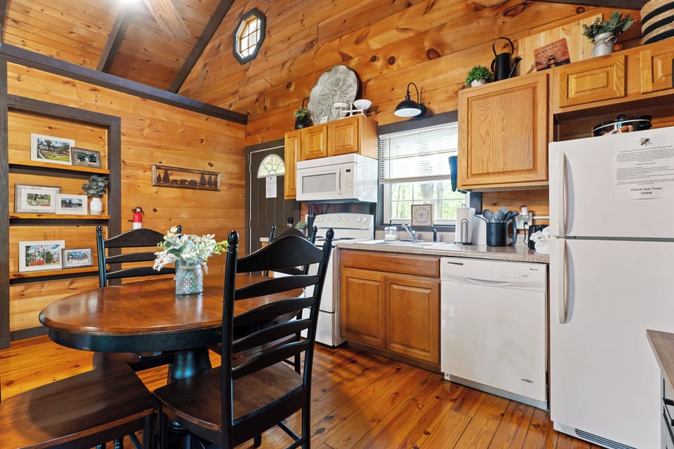 Cook your meal here or keep it to a slow breakfast for two. Full appliances, real counter space, and everything stocked so you never run out.