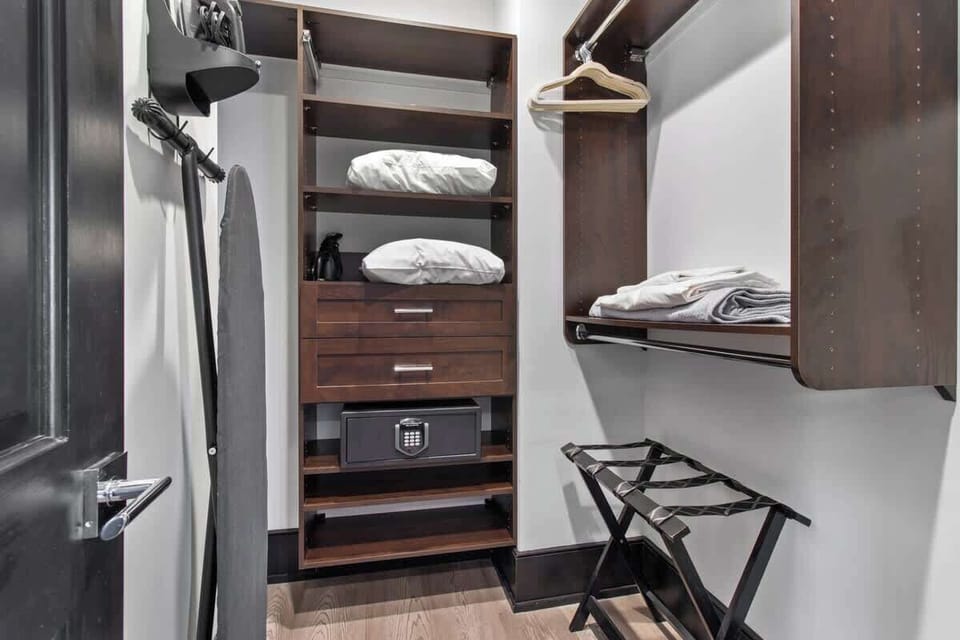 Guest bathroom closet.