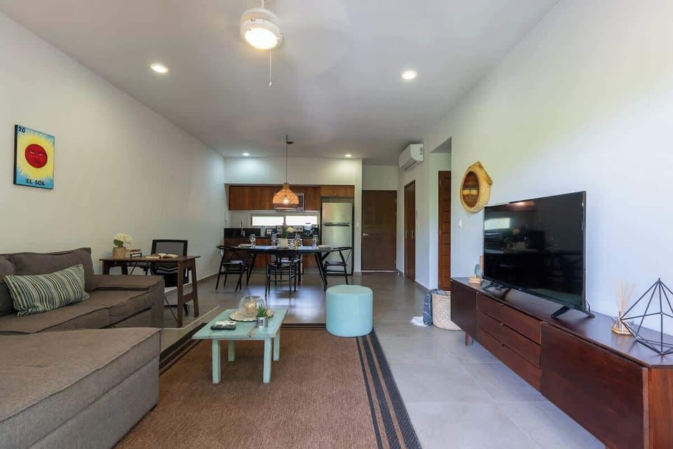 Living Room with Sofa Bed and Smart TV