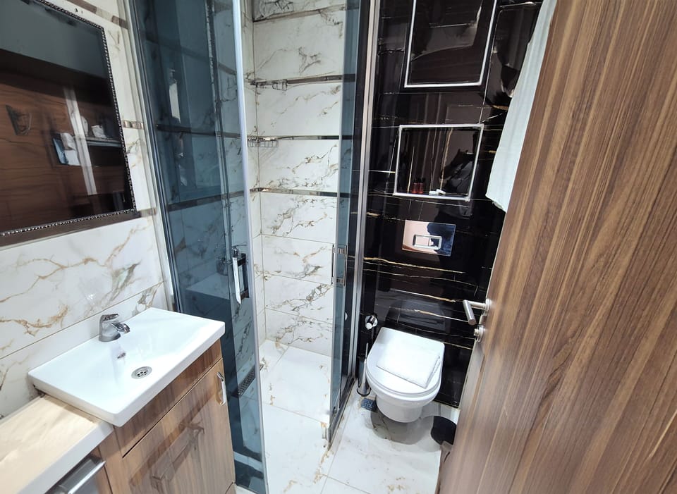 Twin Room, Balcony, City View | Bathroom shower