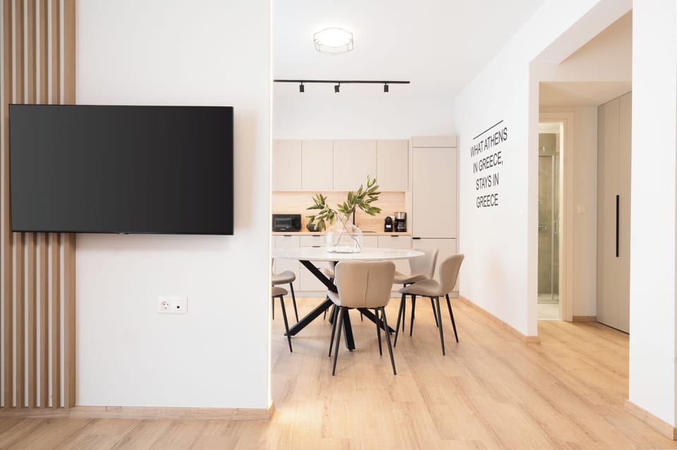 Luxury Apartment, 3 Bedrooms, Kitchen, City View | Living area | 120-inch TV with cable channels
