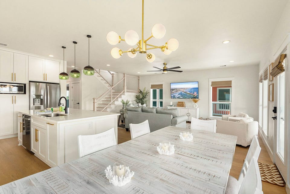 Open concept living, kitchen, and dining room