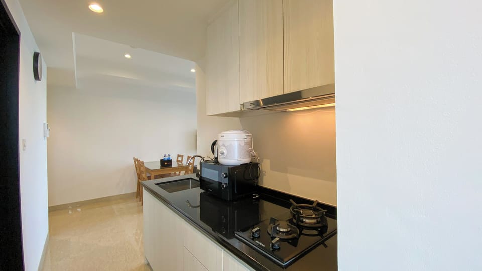 Apartment | Private kitchen | Fridge, microwave, stovetop, rice cooker