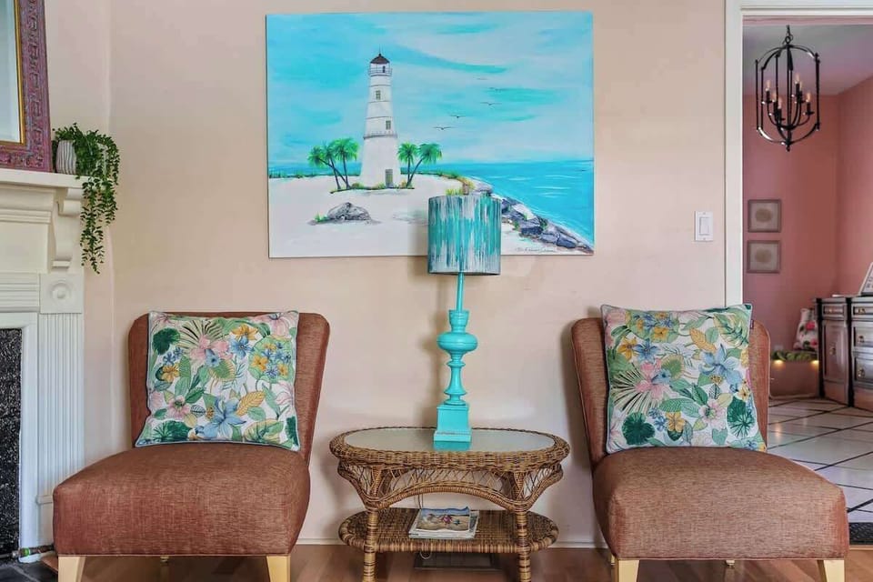 The living room is straight ahead as you walk through the foyer. 