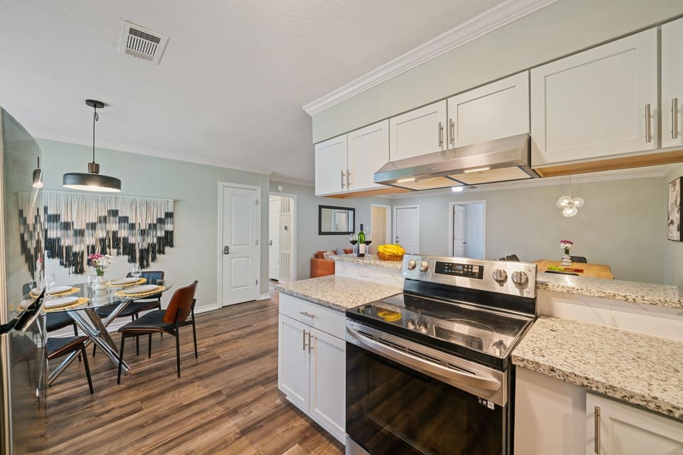 Open kitchen allows for easy and functional family time 