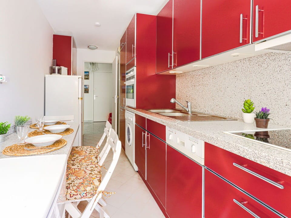 Cabinetry, Countertop, Property, Building, Kitchen, Orange, Interior Design, Architecture, Floor, Drawer