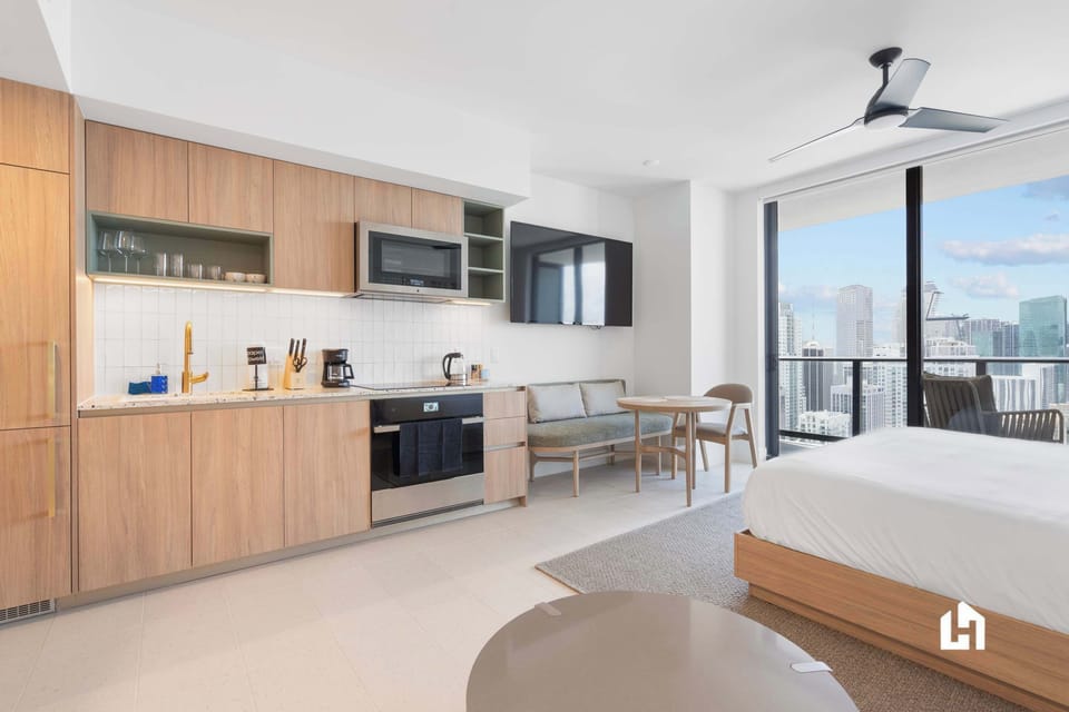 There’s a fully equipped kitchen with all you need to prepare meals at home