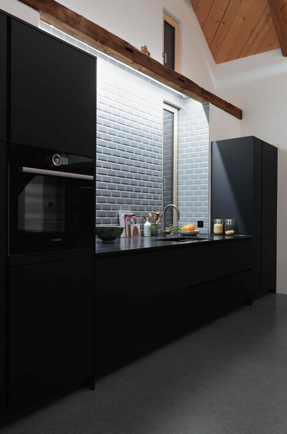 Building, Cabinetry, House, Countertop, Flooring, Wood, Glass, Facade, Kitchen, Automotive Design