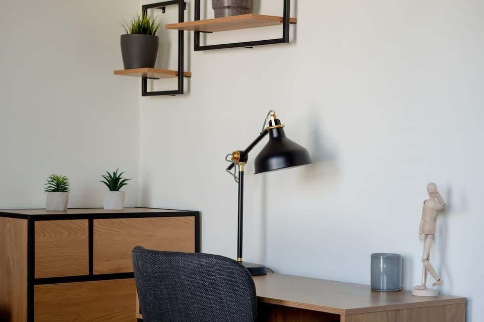 Space for remote work in the living area.