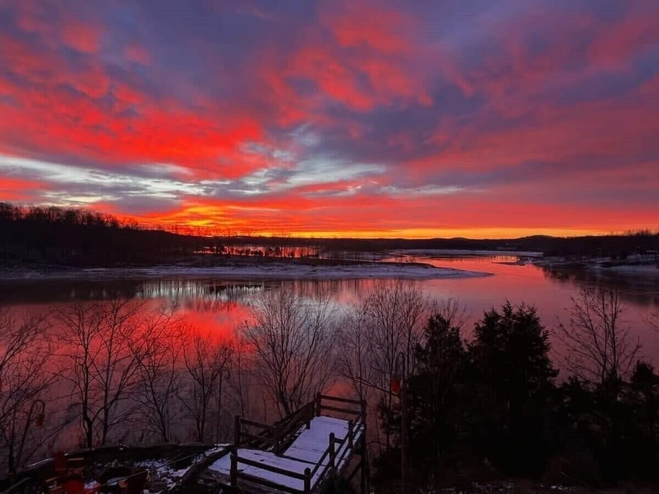 Beautiful sunrises over the lake in the mornings.