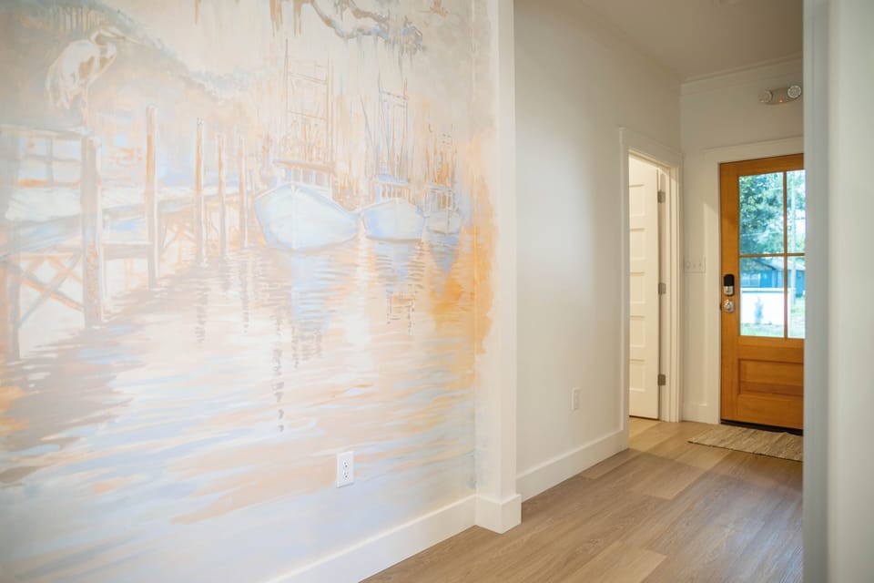 Local artist Erin Carty's beautiful watercolor mural of the marina