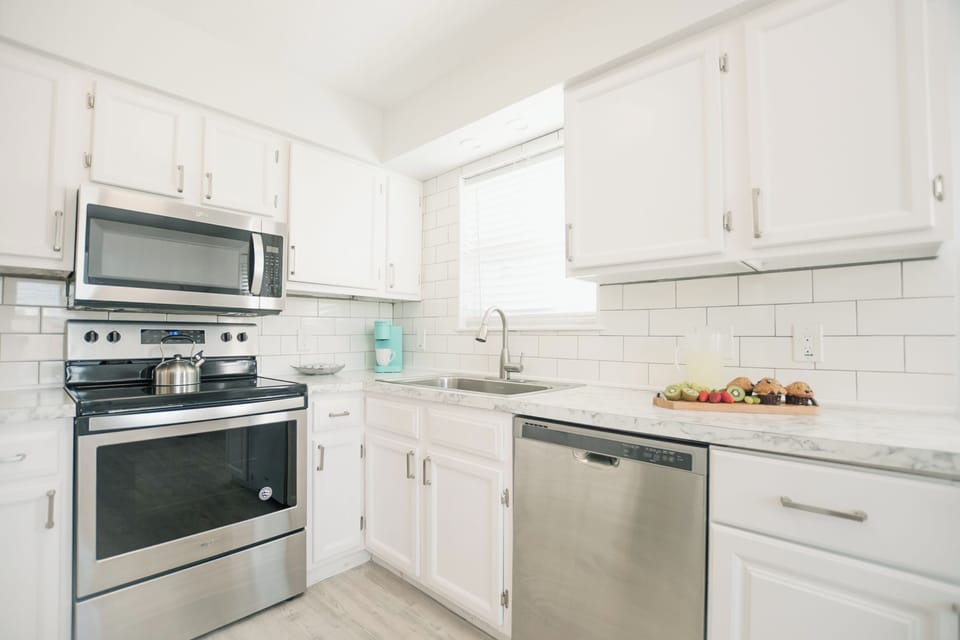 Fully stocked kitchen with pots, pans, coffee, and much much more!