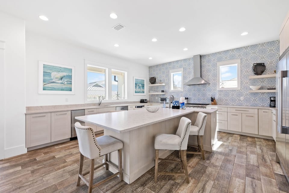 Extra bar seating for the family to gather while cooking.