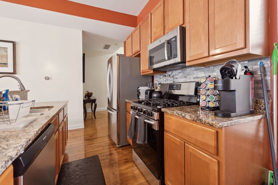 Indoors, Floor, Flooring, Kitchen, Microwave
